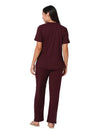 Smarty Pants Women's Cotton Wine Color Round Neck Night Suit