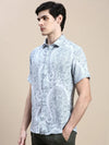 Men Grey Floral Casual Shirt-GEORGE-1642-Grey