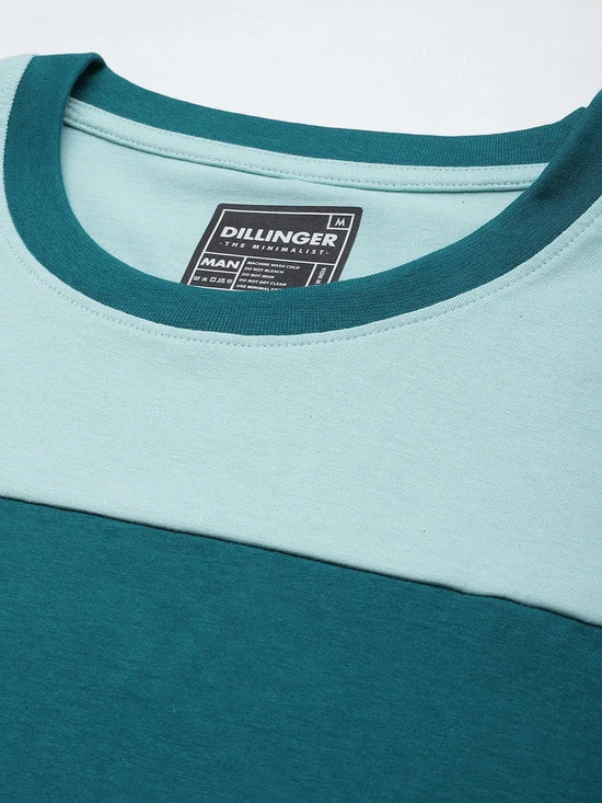 Dillinger Blue Colourblocked Oversized T-Shirt