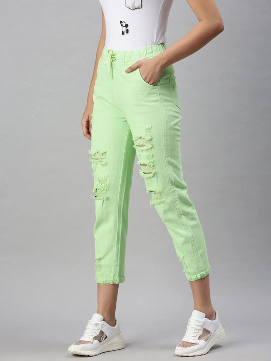 Women's Denim Jogger Lime Green Jeans-GZJOGTO1-Limegreen