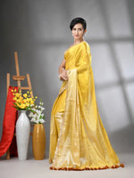 Light And Dark Yellow Shimmer Tissue Saree With Gota Patti Borders-MA62TIS33990017