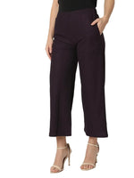 Smarty Pants Women's Cotton Rib Wine Color Pleated Trouser