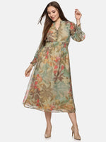 Floral Multicolor Smocked Waist Midaxi Dress-17361