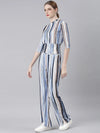 Women Blue Striped Tracksuit-AF-2054-Blue