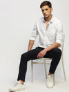 Men White Solid Shirt-RAYMONDSDOBBY-268-White