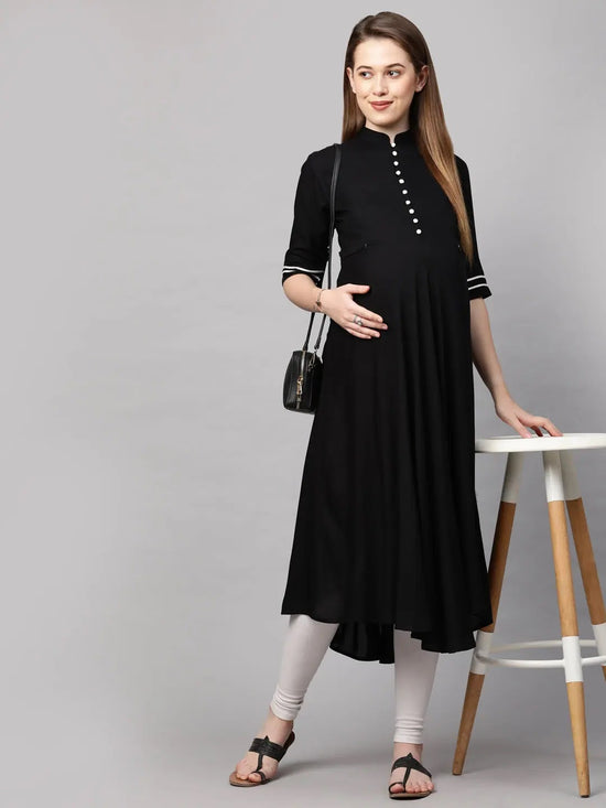 MomToBe Women Black Maternity Nursing Sustainable Kurta