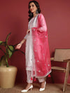 Ahika Polyester Solid White Indian Ethnic