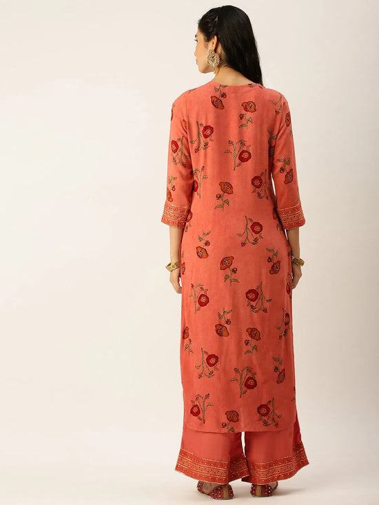 Women's Orange Printed Kurta Sets-GW-2400-Rust