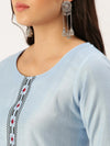 Women's Blue Solid Straight Kurta-SKC-3231-Blue