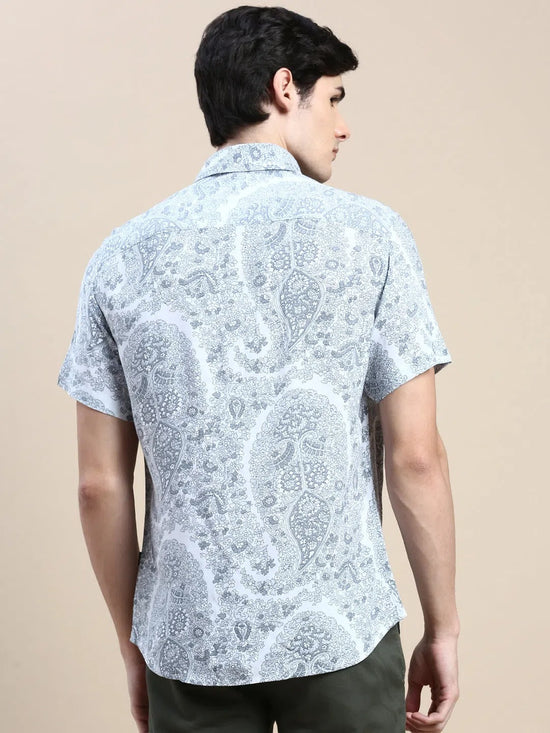 Men Grey Floral Casual Shirt-GEORGE-1642-Grey