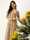 Women's Beige Printed Straight Kurtas-GW-2467-Beige