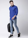 Hangup Men Slim Solid Shirts-CollarRoyalBlueShirt