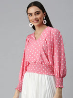 Women's Printed Pink Top-AE-10173-Pinkwhite