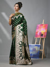 Emerald Green Katan Silk Banarasi Saree With Ethnic Motifs And Zari Woven Designs-MA52KA441380069