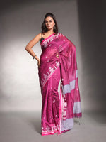 Purple Cotton Silk Saree With Texture Border-MA54CTSL33610112