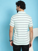 Venitian Men Printed Polo Neck Cotton Mint T-Shirt