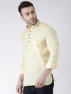 Hangup Men Slim Solid Men's Indian Wear-LemonShortKurta