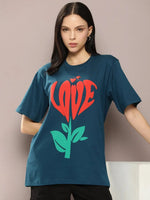 Dillinger Blue Graphic Oversized T-Shirt-WMNCR420PED-XS