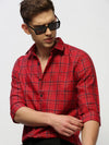 Men Red Checked Shirt-BRICHCHECKS-5621-Red