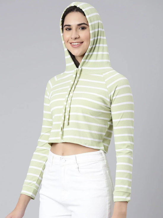 Women Olive Colourblock Crop Sweatshirt-AE-10657-Olive