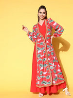 Ahalyaa Floral Printed Tie Ups Maxi Ethnic Dress