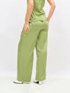 Women Olive Twill Waist Drawstring Cargo Pants