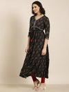 Women Anarkali Black Bandhani Kurta-AT-A1448-LG-Black