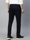 Genips Men's Cotton Stretch Caribbean Slim Fit Navy Solid Trousers