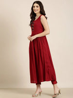 Women Maroon Solid Anarkali Kurta-FS-2967-Maroon