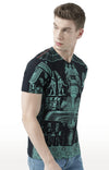 Huetrap Black Mens Short Sleeve Graphic Printed Tshirt-HT17MKGRABLK01023