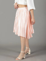 Women's Peach Solid Flared Skirt-AE-10349-Peach