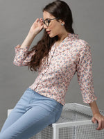 Women's Pink Printed Shirt-AE-333105-Peach