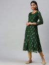 Women's Green Printed Straight Kurta-GW396-Green