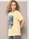 Dillinger Beige Graphic Oversized T-Shirt-WMNCR500BGE-XS