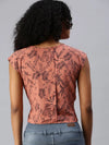 Women's Brown Tropical Top-AE-10212-Brownnavyblue