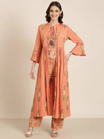 Women Orange Floral Kurta Set-BC-SK-1043-Orange