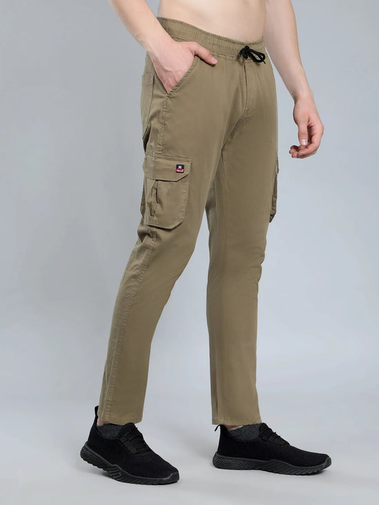 Jogger Cargos with Elastic waist and 6 pockets-Beige-HC4013-30