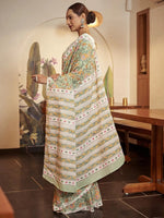 Saree Mall Women's Cotton Light Green Printed Designer Saree With Blouse Piece-MINAXI7503