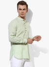 Hangup Men Slim Solid Men's Indian Wear-GreenKurta