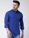 Hangup Men Slim Solid Shirts-CollarRoyalBlueShirt