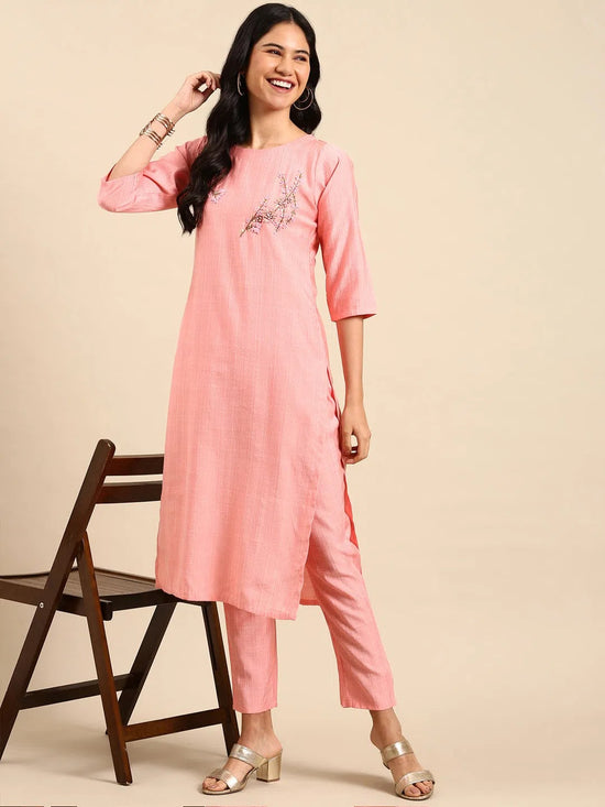 Women's Peach Solid Kurta Set-SKC-911-Peach