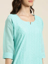 Women Turquoise Blue Embellished Straight Kurta-SKC-1217-Turquoiseblue