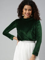 Women Green Solid Top-AE-10189-Green