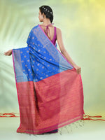 Sky Blue Cotton Saree With Zari Borders-MA66BCT43830043