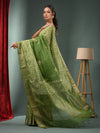 Green Blended Silk Handwoven Saree With Woven Zari Border-MA50BSL34830115