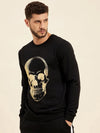 Men Black Skull Foil Print Sweatshirt