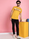 Venitian Men Printed Round Neck Yellow Cotton T-Shirt