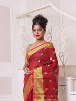 Maroon Cotton Saree With Zari Borders-MA64BCT401190053