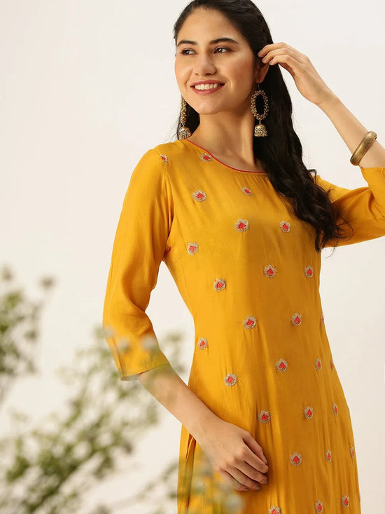 Women's Yellow Solid Kurta Sets-FS-1997-Mustard