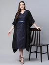 Ahalyaa Women Black Crepe Glitter Printed Kaftan Kurta